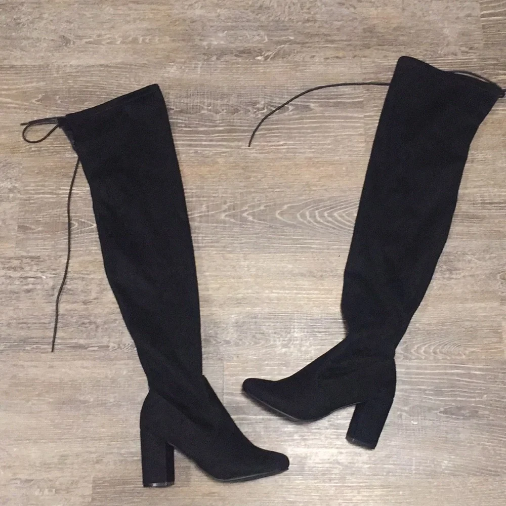 Chinese Laundry Black Over-the-Knee Block Heel Boots